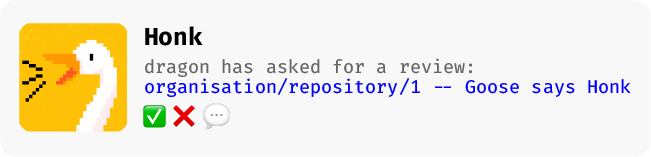 Example of pull request notification